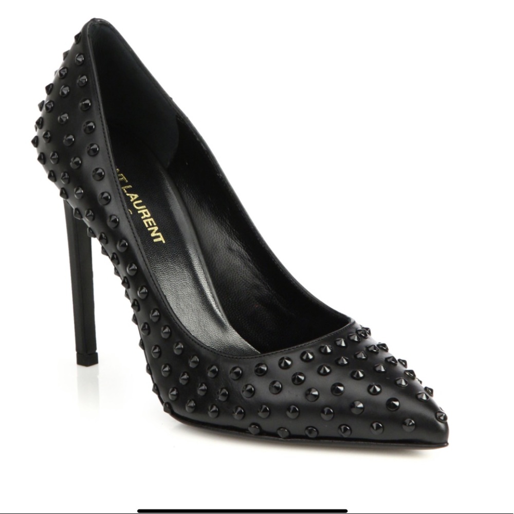 YSL Saint Laurent black studded pumps